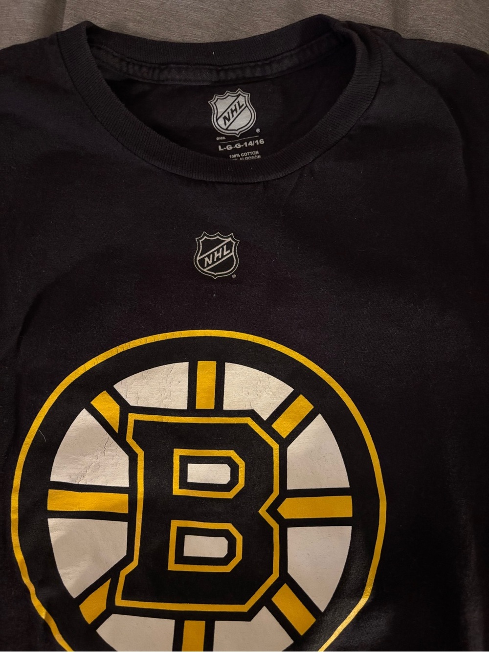 NHL Black Tee with Yellow and White Boston B Crest